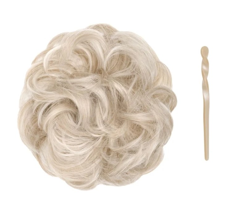 Stranded Curly Hair Messy Bun Scrunchie - Colour #112/600 Luna Sky