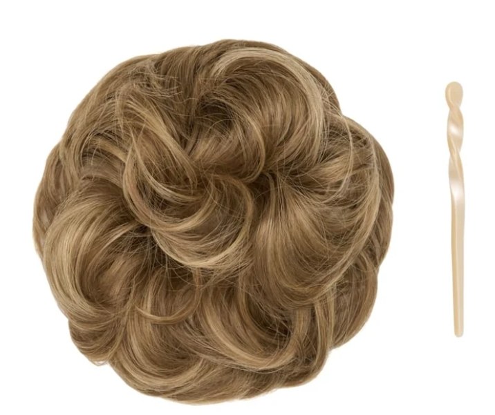Stranded Curly Hair Messy Bun Scrunchie - Colour #10/12 Pansy