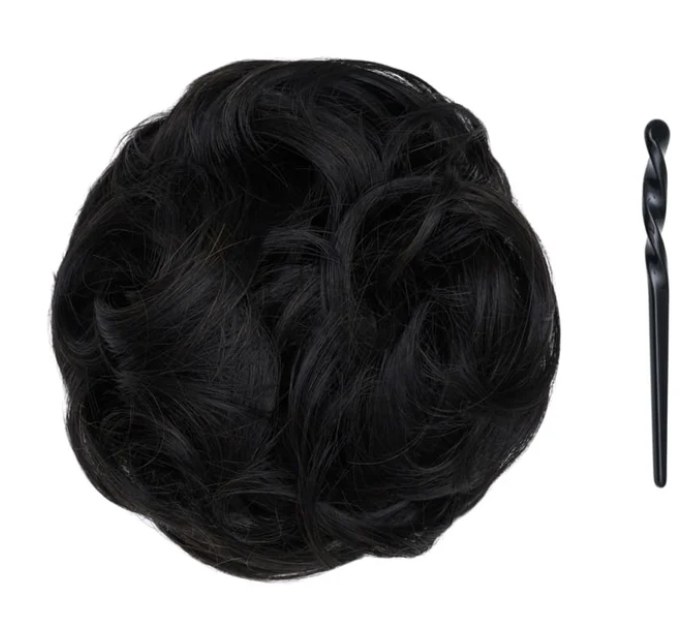Stranded Curly Hair Messy Bun Scrunchie - Colour #1B Queen of the night