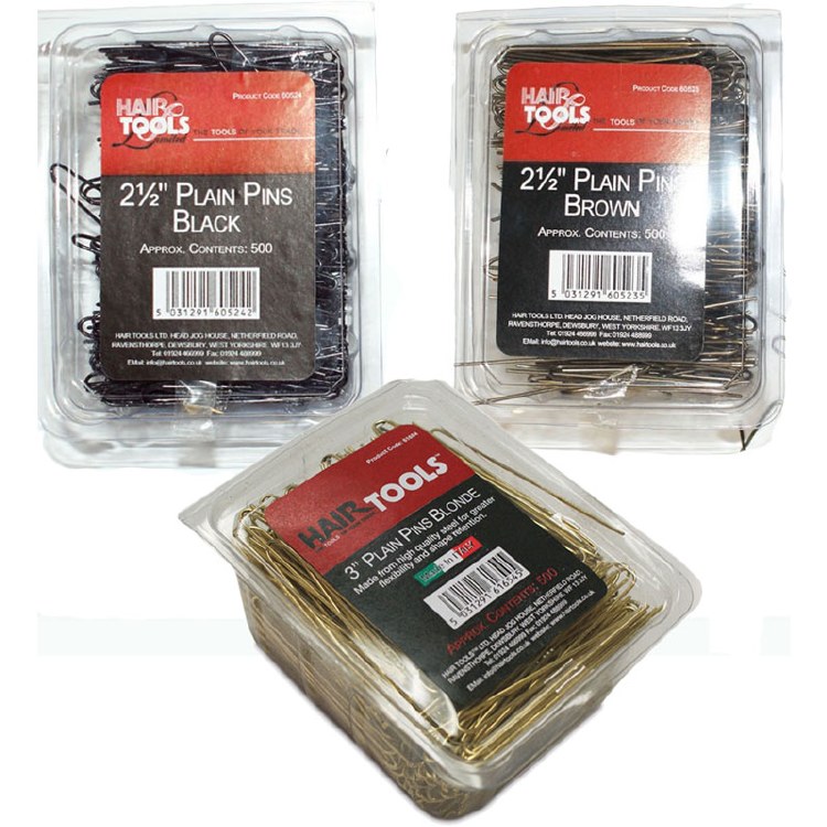 Hair Tools 2 1/2'' Plain Pins Brown