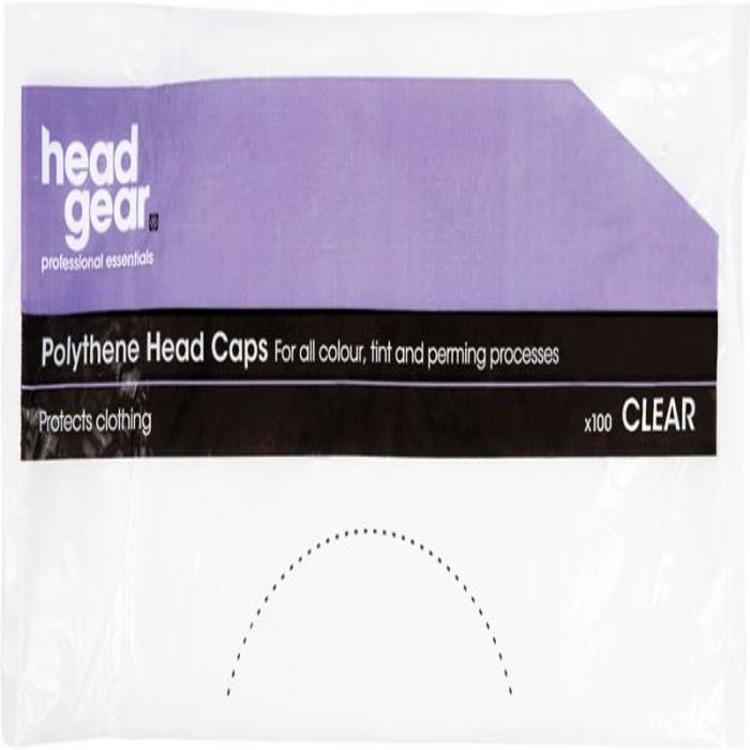 Head Gear  Plastic Caps Clear 100 Pack