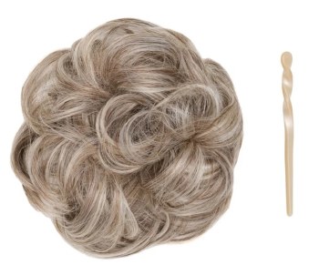 Stranded Curly Hair Messy Bun Scrunchie - Colour #18/68 Ash Willow
