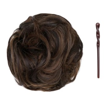 Stranded Curly Hair Messy Bun Scrunchie - Colour #2/5 Azalea