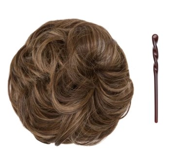 Stranded Curly Hair Messy Bun Scrunchie - Colour #8/10 Baby Bronde