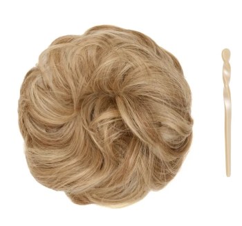 Stranded Curly Hair Messy Bun Scrunchie - Colour #10/16/22 Ballerina Musk