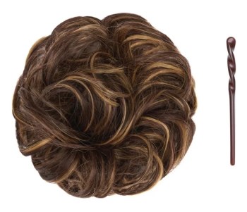 Stranded Curly Hair Messy Bun Scrunchie - Colour #4/27 Coral Bells