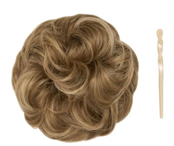Stranded Curly Hair Messy Bun Scrunchie - Colour #10/12 Pansy