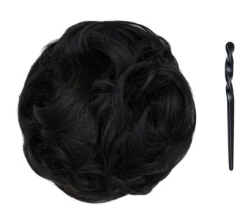 Stranded Curly Hair Messy Bun Scrunchie - Colour #1B Queen of the night