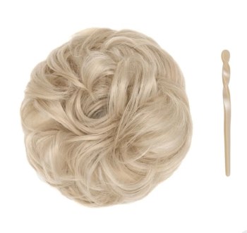 Stranded Curly Hair Messy Bun Scrunchie - Colour #18/68 Ash Willow
