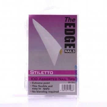 The Edge Nail Tip Stiletto French  White 100pk