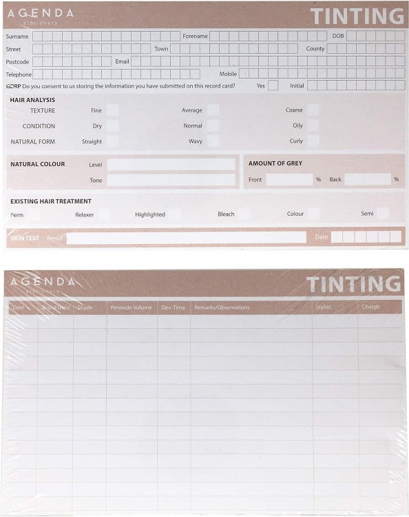 Agenda Tinting Record Cards X 100