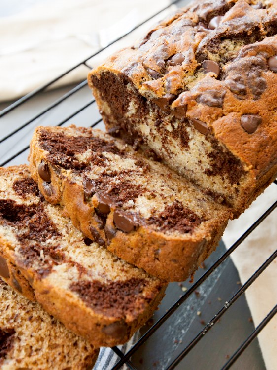 Chocolate Banana Swirled Cake Slice