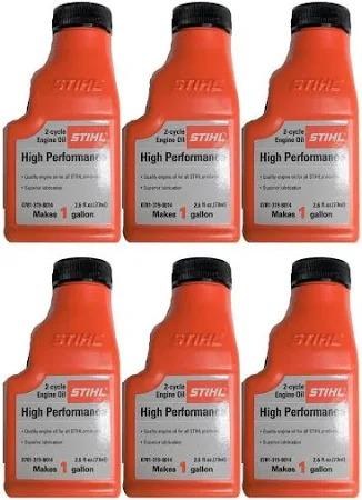 OIL, 2-CYCLE ENGINE, 2.6 OZ, 1 GALLON MIX @ 50:1, HI-PERF 6-PK