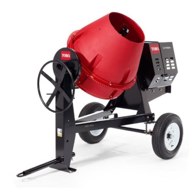 MIXER, CONCRETE, 9 CU FT= 1/3 YARD, 8 HP HONDA, TOWABLE 2" & PINTLE