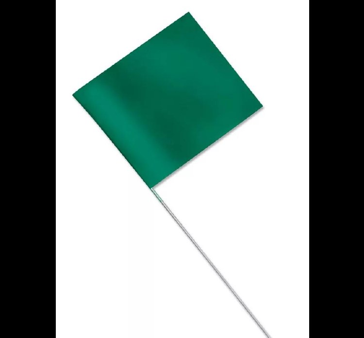 FLAG, MARKING, 4" X 5", 30" WIRE, GREEN, PAK OF 100