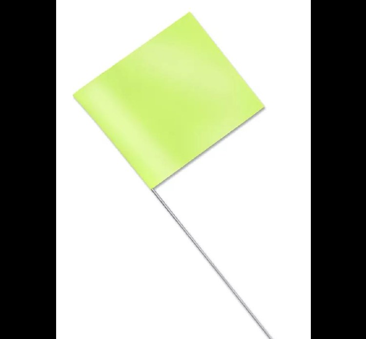 FLAG, MARKING, 2.5" X 3.5", 21" WIRE, LIME GREEN, PAK OF 100