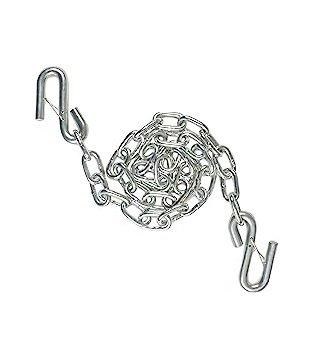 SAFETY CHAIN, 3/16" LINK, 4 FT, 2000 # LOAD, W/ S HOOK, FOR TRAILER