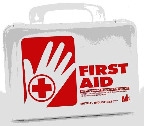 FIRST AID KIT, 25 PERSON, W/ WATERPROOF CASE