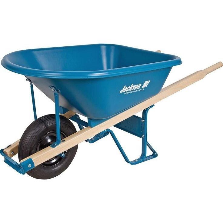 WHEELBARROW, 6 CU FT, POLY, FLAT-FREE, BALL BEARING