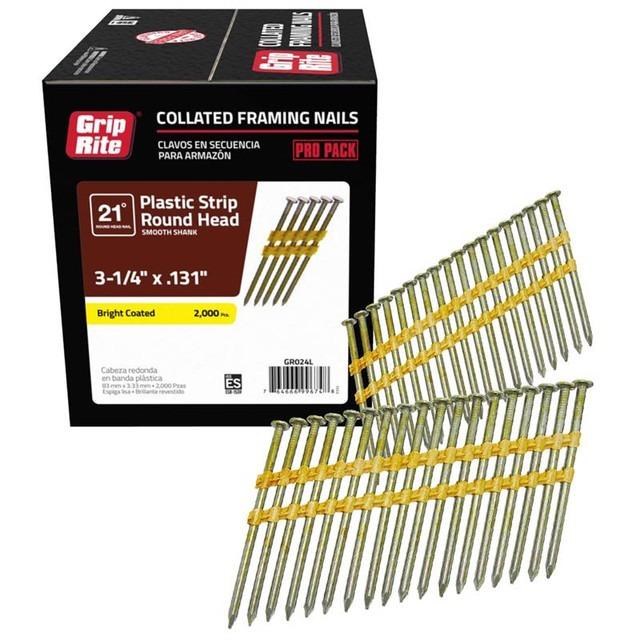NAIL, STRIP, 16 D SHORT, 3-1/4" X .131, FULL HEAD, COATED SMOOTH 2000 PER BOX