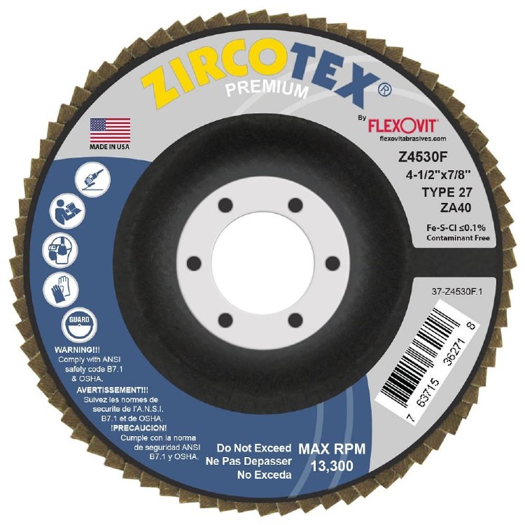 FLAP DISC, 4-1/2" X 7/8",ZA40,TYPE 27, SUP. Z4730F