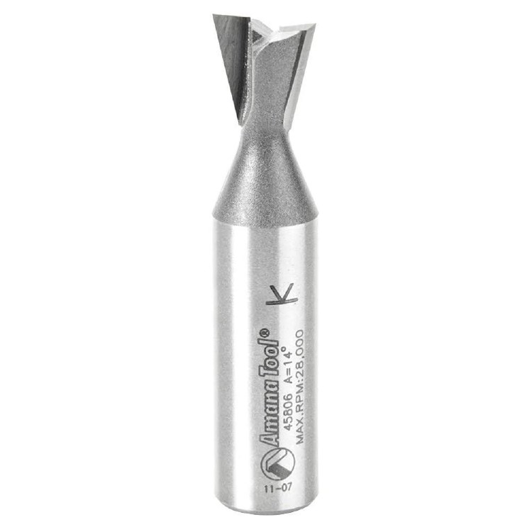 ROUTER BIT, 1/2", 14 DEGREE, DOVETAIL, LONG SHANK