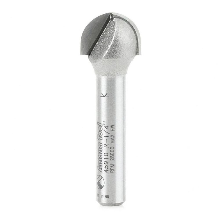 ROUTER BIT, 1/4" R, CORE BOX, WITH UPPER BEARING