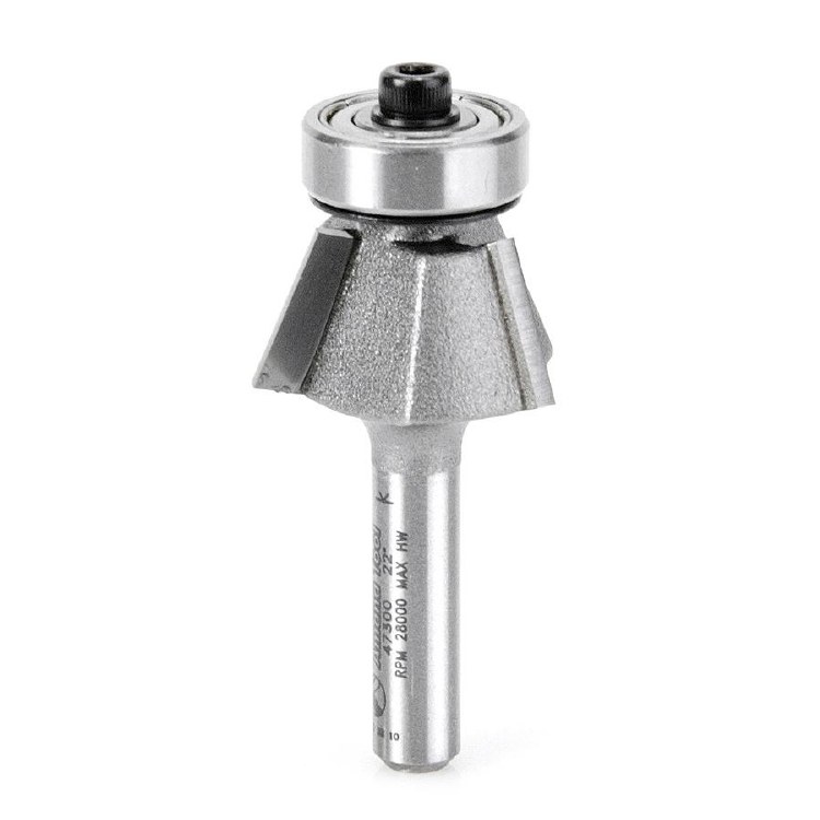 ROUTER BIT, 23 DEGREE, 3 FLUTE, BEVEL TRIM, WITH BALL BEARING