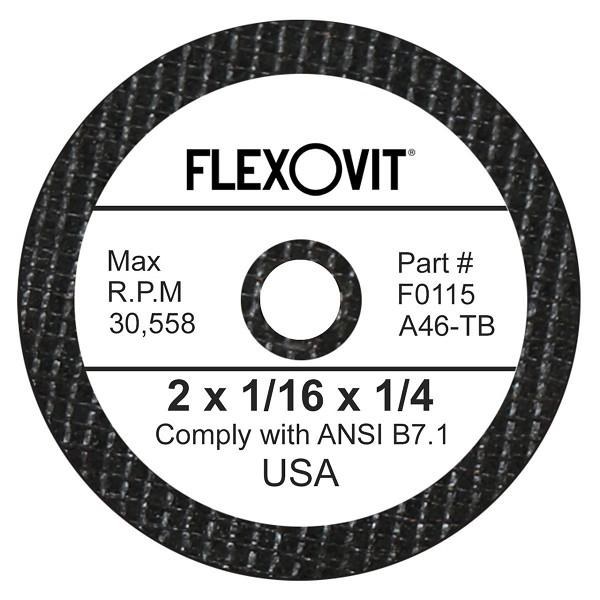 CUTOFF WHEEL REINFORCED, 2" X 1/16" X 1/4"