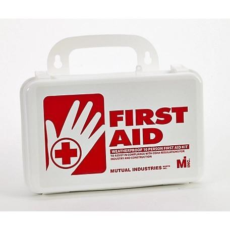 FIRST AID KIT, 10 PERSON, W/ WATERPROOF CASE