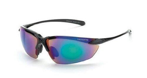 SAFETY GLASSES, SNIPER, MATTE BLACK FRAME, EMERALD MIRROR LENS.