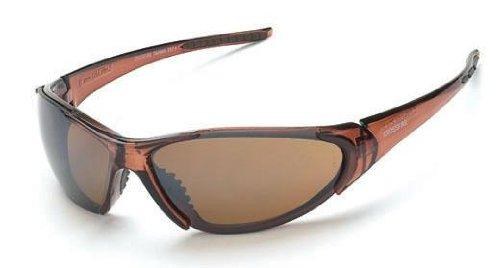 SAFETY GLASSES, CORE, SHINY GUN METAL FRAME, HD BROWN FLASH MIRROR LENS, BROWN TIP.