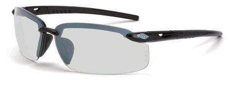 SAFETY GLASSES, ES5, MATTE BLACK FRAME WITH INDOOR/OUTDOOR LENS.
