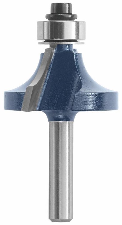 ROUTER BIT, 3/8" ROUNDOVER x 1/4"S, w/ BB -2 FLUTE -CARBIDE TIP