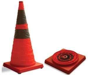 SAFETY CONE, 24" COLLAPSABLE W/ FLASHING LED& REFLECTIVE COLLARS
