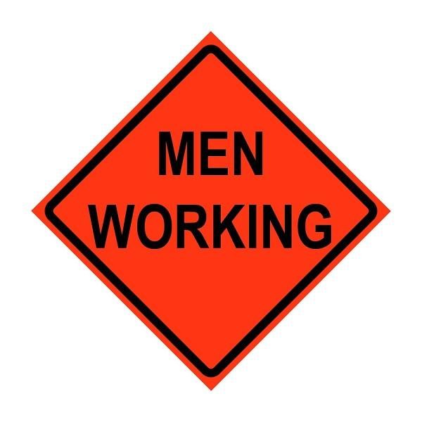 SIGN "MEN WORKING" VINYL  48" SQ W/RIBS