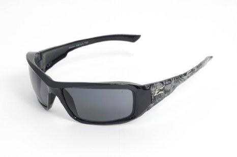 SAFETY GLASSES, BRAZEAU, BLACK SKULL FRAME, POLORIZED SMOKE LENS