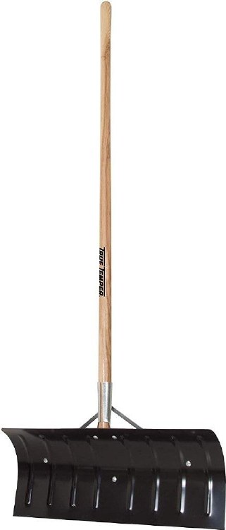 SNOW SHOVEL, 24" PUSHER, STEEL, WOOD HANDLE, W/ WEAR STRIP, ARCTIC BLAST