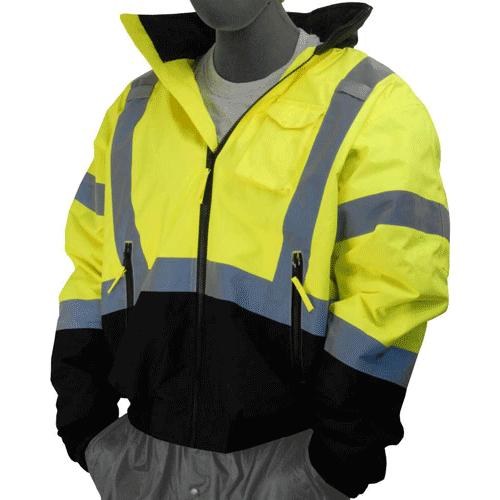 JACKET, BOMBER, BLACK BOTTOM HI-VIZ, CLASS 3,  ZIP-OUT 3-IN-1, MAJESTIC