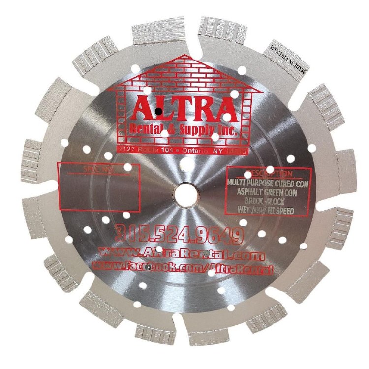 BLADE, DIAMOND, 12" X .125" X 20 MM-1" ARBOR, CUT ALL - CONCRETE, ASPHALT, DUCTILE, BLOCK, GRANITE-BETTER QUALITY