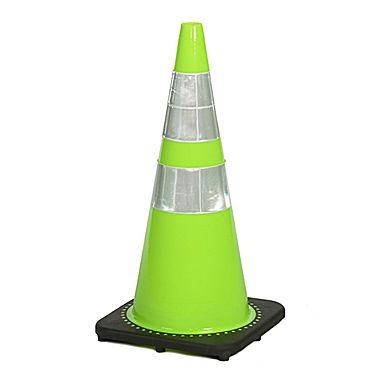 CONE, LIME GREEN, 28", 7# ENVIRO CONE, W/4" AND 6" REFLECTIVE COLLARS