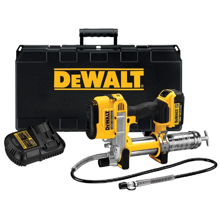 GUN, GREASE, 20 VOLT LITHIUM ION, DEWALT KIT, CASE, (1 BATTERY)