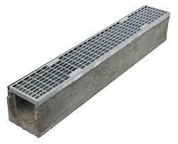 TRENCH DRAIN, FLAT, TOP100, 1 METER, DUCTILE SLOTTED GRATE, GALVANIZED EDGE, 6.30" INLET 6.30" OUTLET