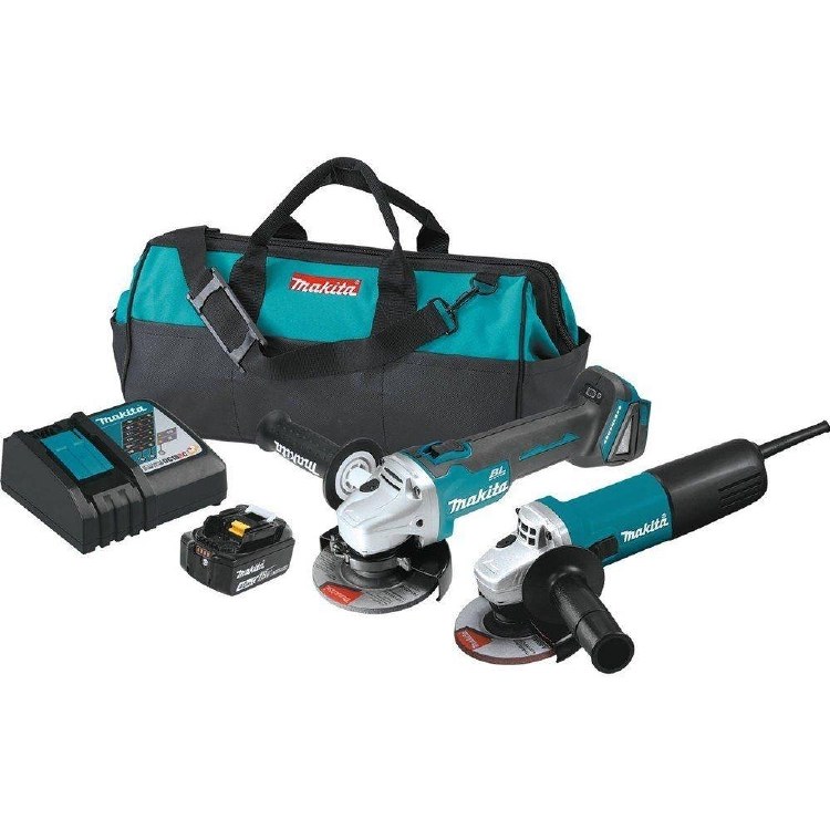 GRINDER SET, 18V + CORDED 4-1/2" GRINDER, CHARGER, L-ION  BATTERY