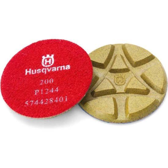 POLISH PAD,  3" RED RESIN BOND P1244 200 GRIT, USE DRY, EACH