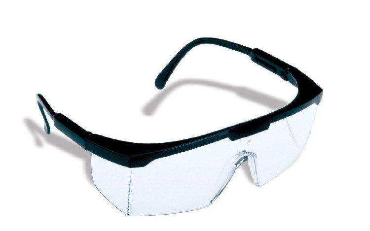 SAFETY GLASSES, BLACK FRAME, CLEAR LENS