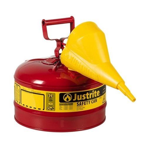 GAS CAN 2 1/2 GAL RED, TYPE 1 W/FUNNEL