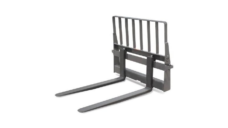 FORKS, 48" PALLET WITH BRICK GUARD, SOLID FORK RAIL, SKIDSTEER MOUNT FOR TH627