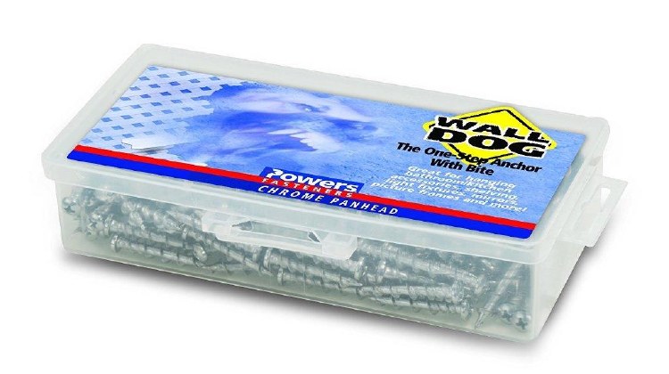 WALL DOG KIT, 50 PAN HEAD 1-1/4" ZINC , 50 HEX HEAD 1-1/4" CHROME , PLASTIC KIT CASE