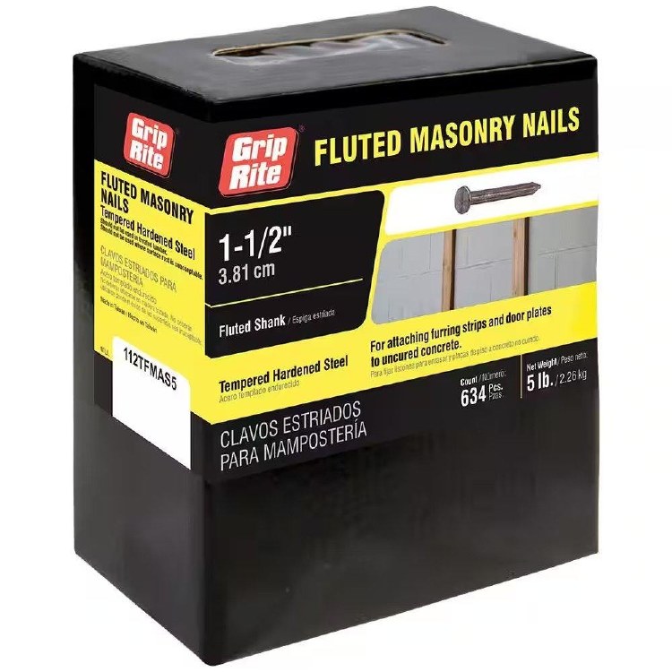 NAIL, CONCRETE, 1-1/2" THS FLUTED MASONRY, 5 LB BOX